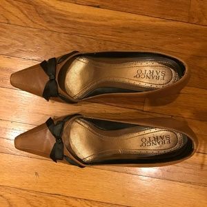 Franco Sarto Saddle Brown Leather Pumps with Bow